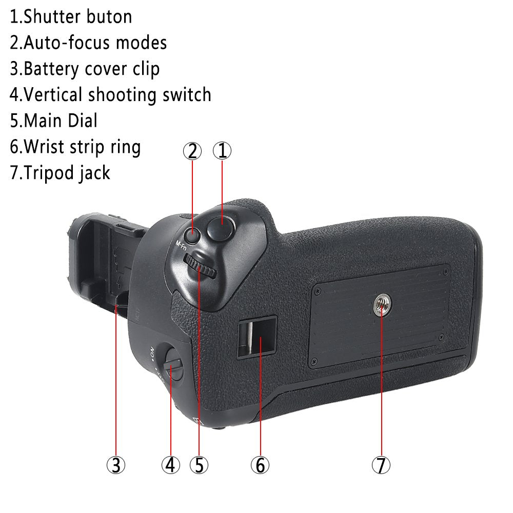 DSTE Pro BG-E16 Vertical Battery Grip + 2X LP-E6 Compatible with Canon 7D Mark II Digital Camera