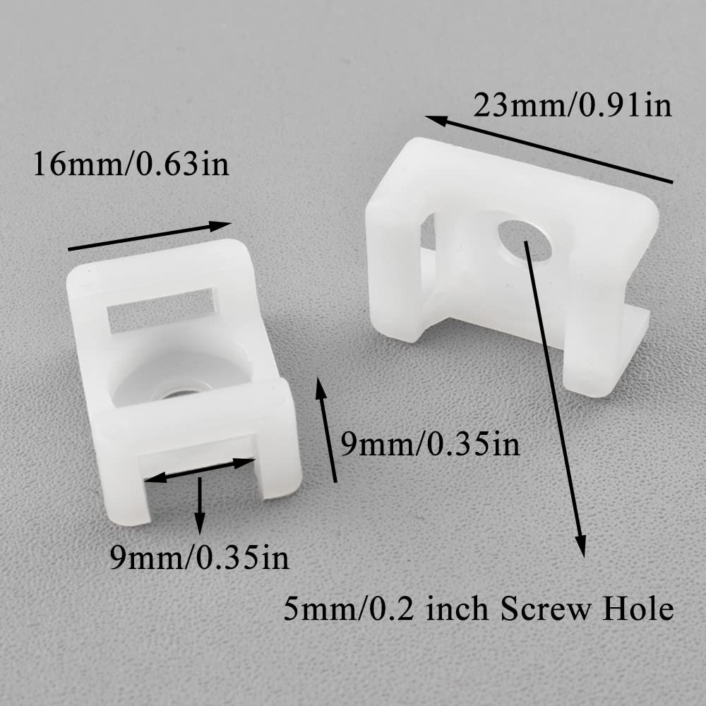 Acoeitl Zip Tie Base Saddle Type Zip Tie Anchors Cable Tie Base Saddle Type Mount Wire Holder with 5mm Screw Hole for Office Home Garden TV cables