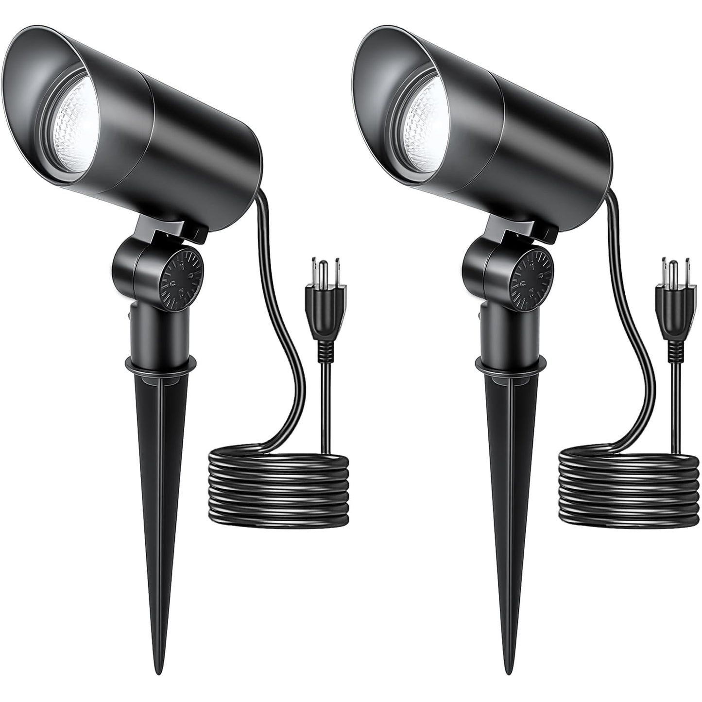 HIBOITEC 2 Pack 30W Outdoor LED Spotlight 120V 3000LM 5000K Spot Lights Waterproof Landscape Lighting for Flag Pole Tree Statue, 5.9 FT Cord with Plug