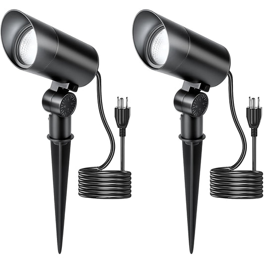 HIBOITEC 2 Pack 30W Outdoor LED Spotlight 120V 3000LM 5000K Spot Lights Waterproof Landscape Lighting for Flag Pole Tree Statue, 5.9 FT Cord with Plug