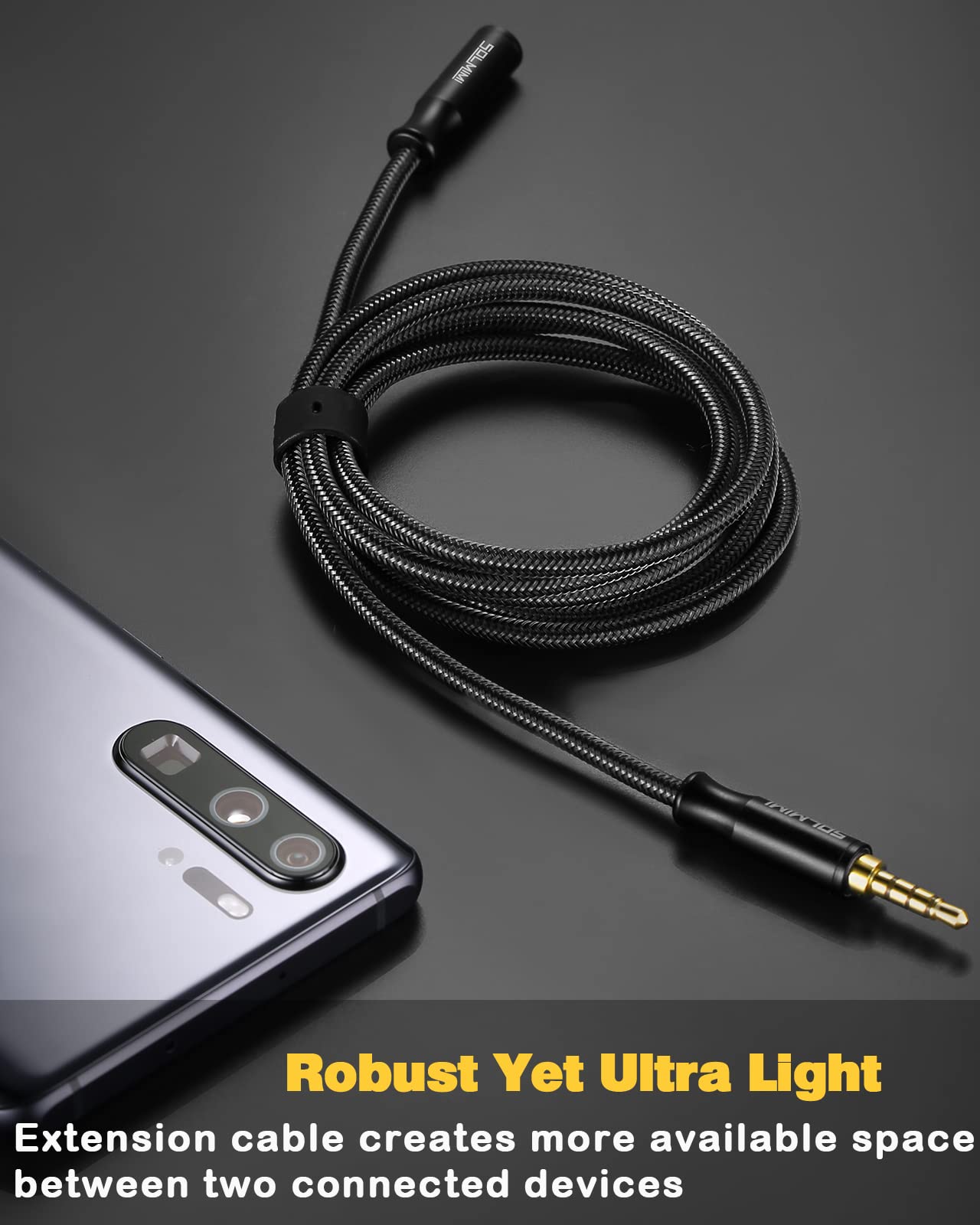 SOLMIMI Headphone Extension Cable 4 Pole 3.5mm TRRS Male to Female Lossless Stereo Audio Cable Extension (4 ft/ 1.2 m) Nylon Braid Aux Cord Extension…