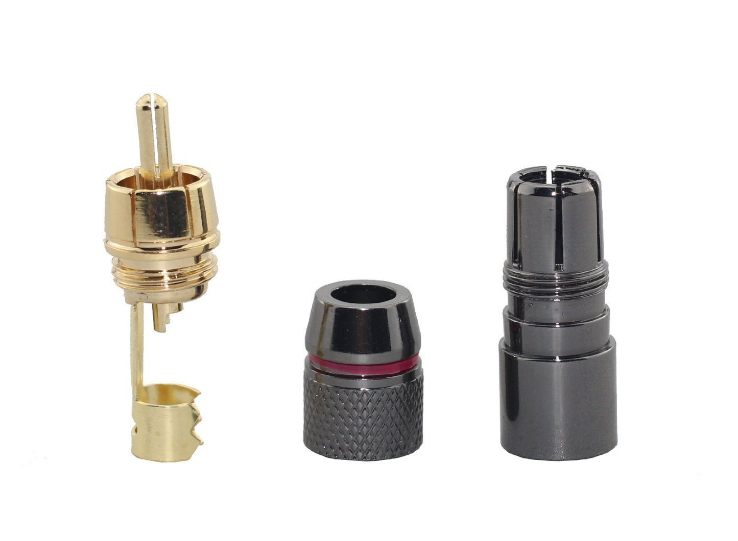 [4 pcs] Hi End RCA Male Plug, Adapter Audio Phono, Gold Plated Solder Connector Wv-hfr4in1