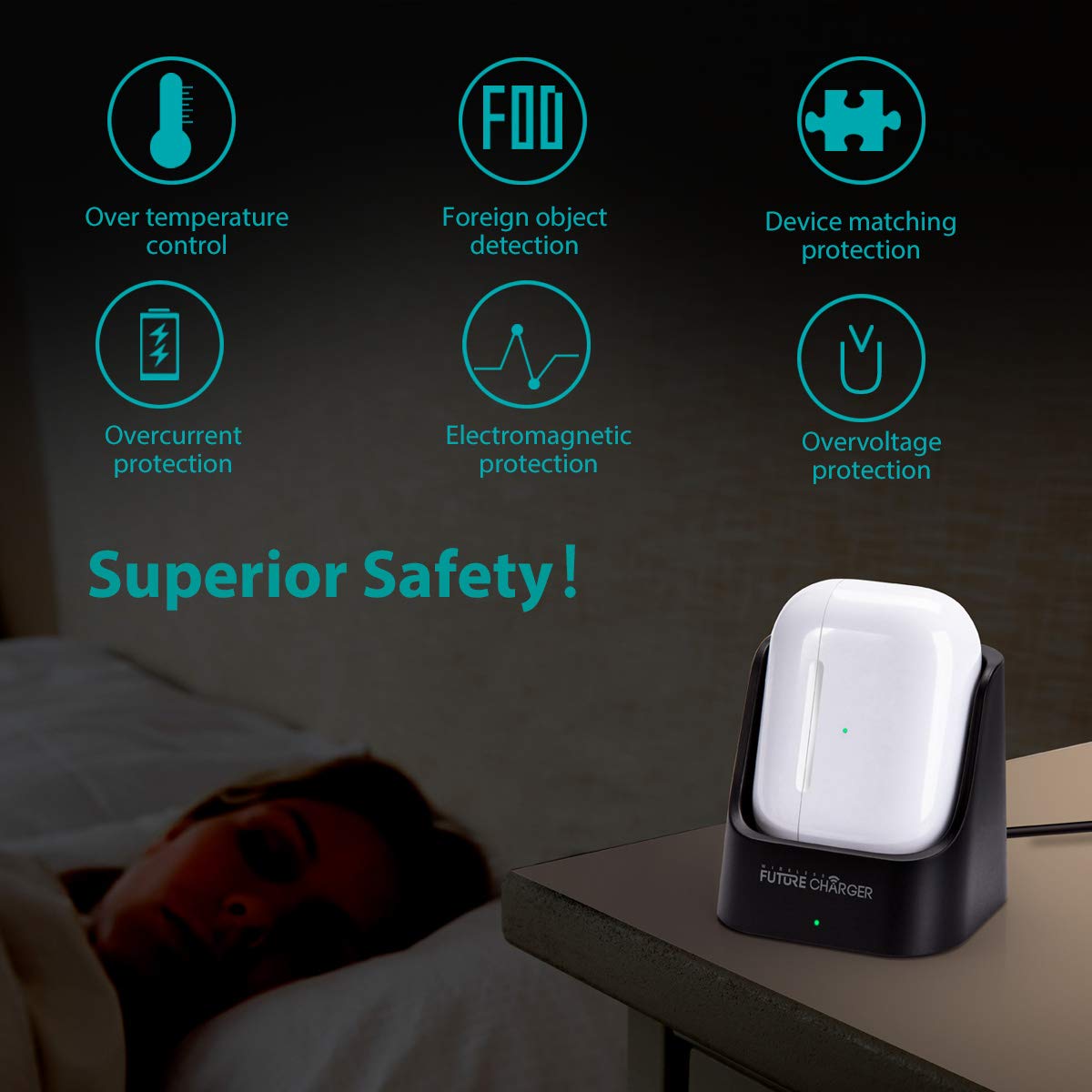 Airpods Charger, Wireless Charger for Airpods Pro and Airpods -Black