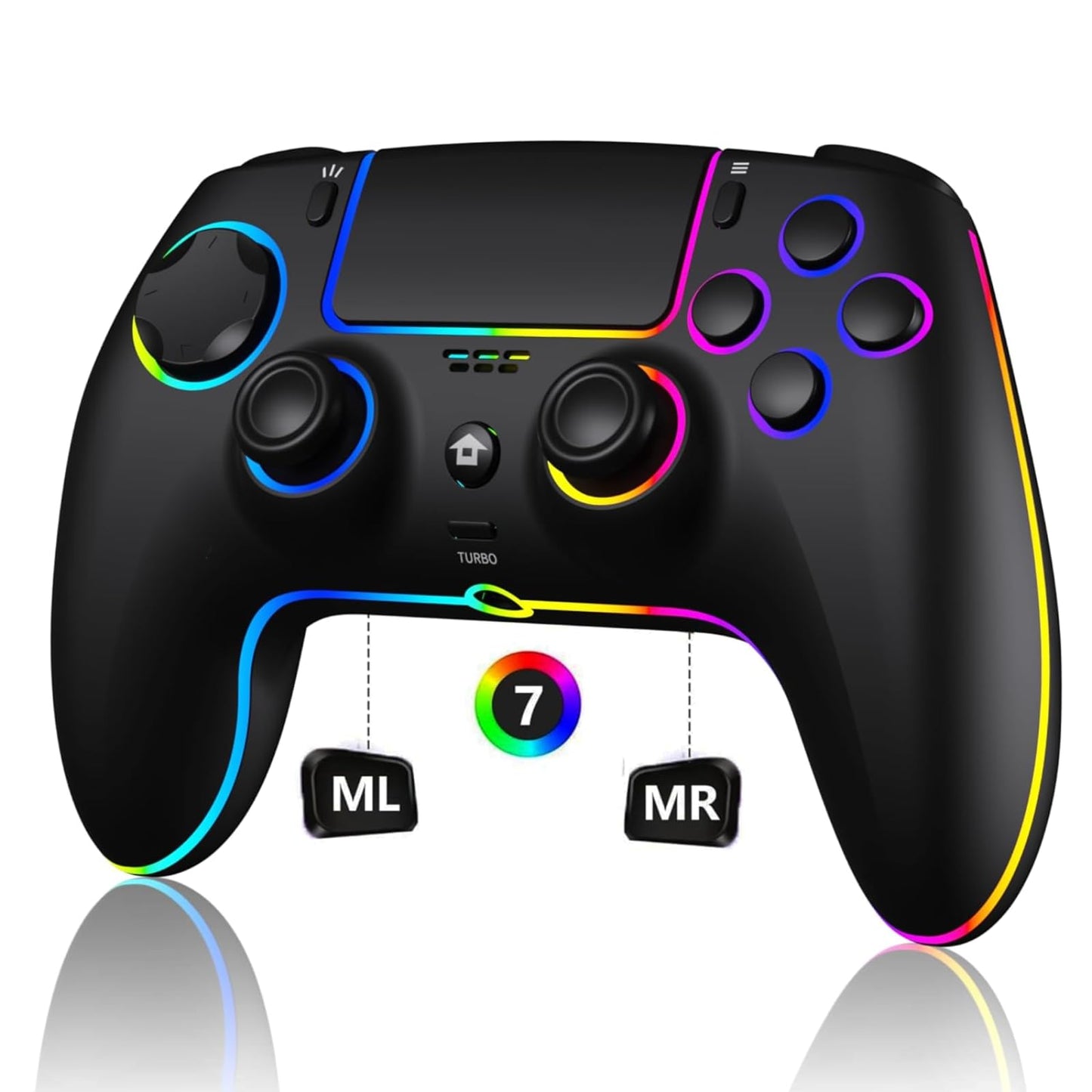 SZDILONG Wireless Controller with 7 Colors RGB Light for PS5 Pro/Slim,MAC,iOS,Steam,PC Windows/Android 10 and Above,Support