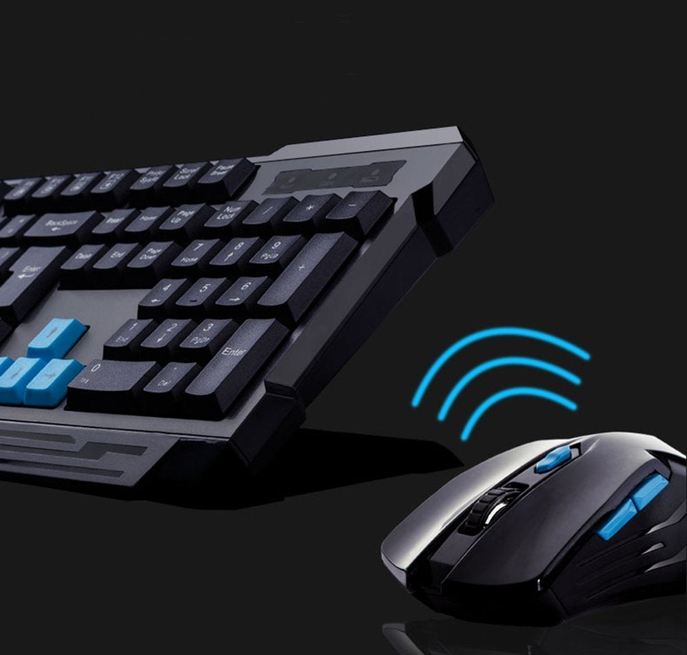 Keyboard Mouse Combos,Soke-Six Waterproof Multimedia 2.4GHz Wireless Gaming Keyboard with USB Cordless Ergonomic Mouse DPI Control For Desktop PC