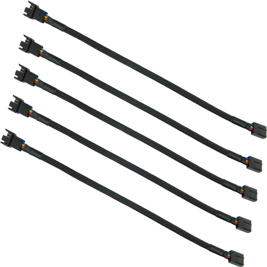 5PCS 4-Pin PWM Fan Splitter Cable Sleeved Braided Adapter Computer PC Fan Extension Power Supply Cable Converter Cord Wire Compatible with Computer