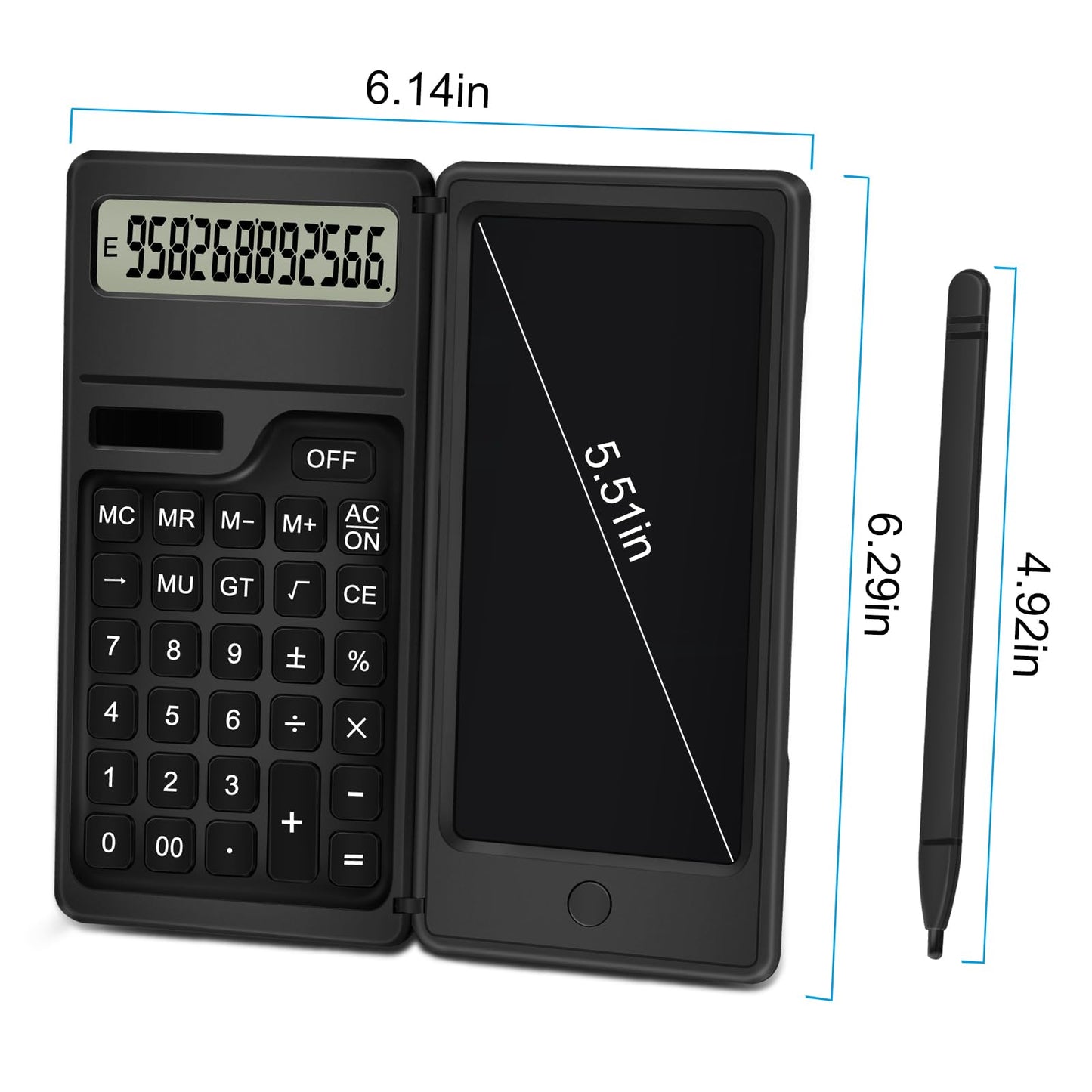 Calculator with Notepad, TRELC 12 Digits LCD Display Solar Desktop Calculator, Support Solar and Battery, Multi-Function Portable Calculators