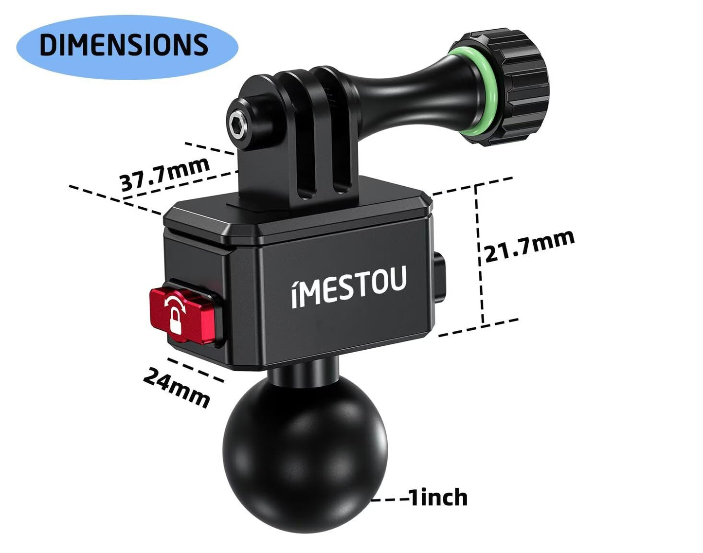 iMESTOU Action Camera Riding Mount with Three-Claw Joint for Gopro Motion Cameras, 1“ Ball Head 360° Adjustable Fits for RAM 1" Ball Bike Phone Mounts
