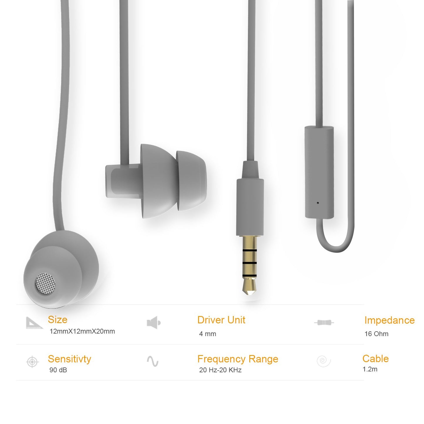 MAXROCK (TM Unique Total Soft Silicon Sleeping Headphones Earplugs Earbuds with Mic for Cellphones,Tablets and 3.5 mm Jack Plug (Grey)