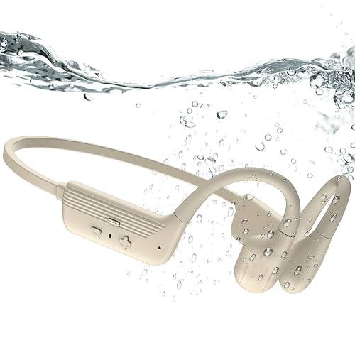 Swimming Headphones, IP68 Waterproof Bone Conduction Headphones, Bluetooth 5.4&MP3 with32GB Memory Card, Skin Open Ear Swim Earbuds with Adjustable