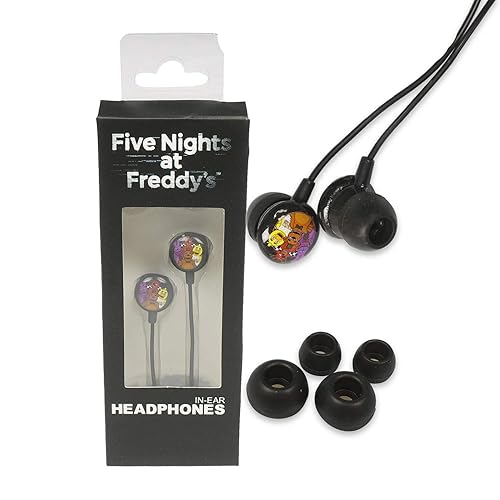 Bioworld Five Nights at Freddy's FNAF Black In-Ear Headphones Earbuds