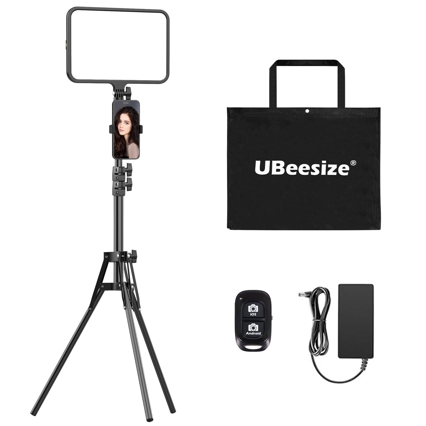 UBeesize LED Video Light Kit, Photography Lighting, 13" Studio Lights with 65" Tripod Stand and Phone Holders, Podcast Lighting for Video Recording