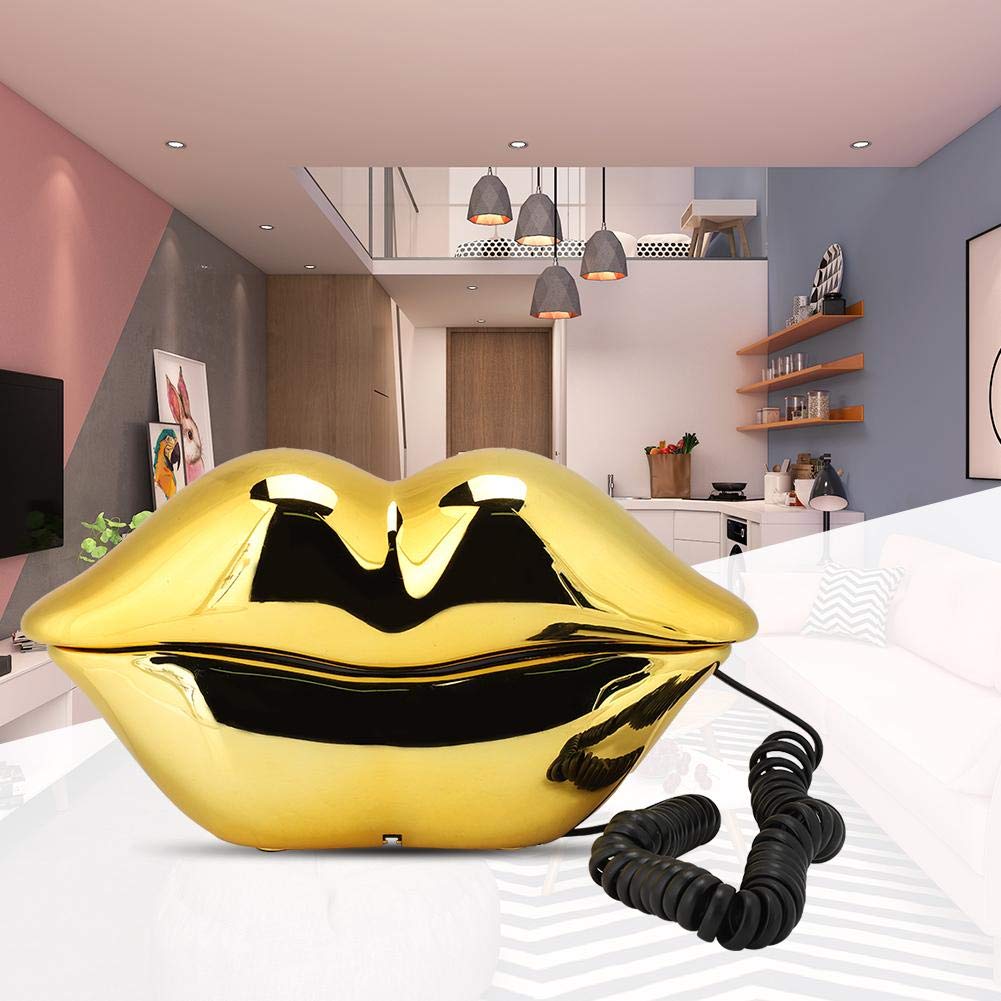 Novelty Lips Telephone Landline Phones for Home, Red Mouth Telephone Wired Sexy Lip Phone Gift Cartoon Shaped Real Corded for Home Hotel Office