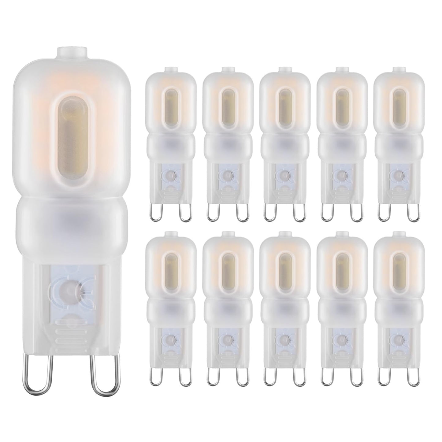 Sriomny G9 LED Bulb 2W Equivalent to 20?25W Halogen lamp 10-Pack T4 G9 Warm White 3000K 120V G9 Base, Crystal Chandelier, 360°Omni-Directional