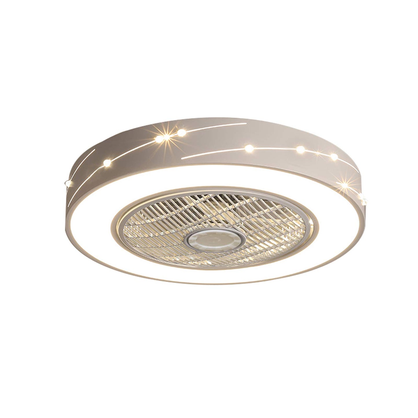 Ceiling Fan with Light, 21.6" Enclosed Fan,3 Colors 3 Speeds, Invisible Acrylic Blades Metal Shell Modern LED Semi Flush Mount Low Profile Fan