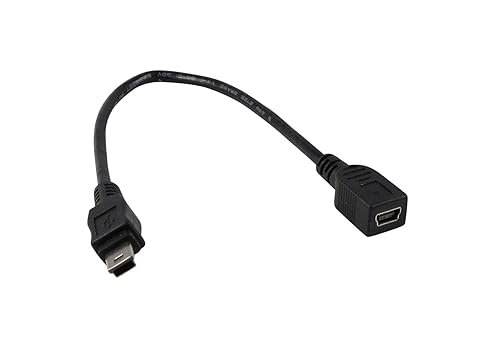 YCS Basics Black 6 Inch USB Mini B Male to Female Cable
