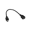 YCS Basics Black 6 Inch USB Mini B Male to Female Cable