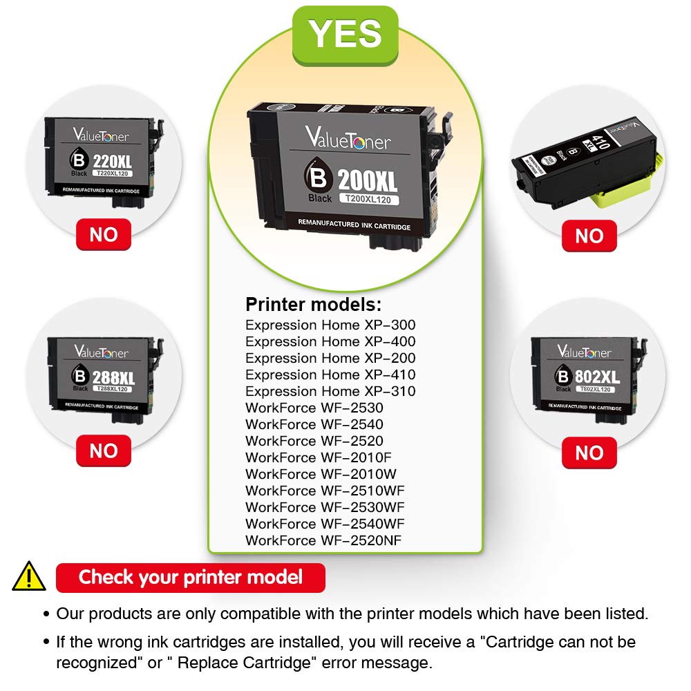 Valuetoner Remanufactured Ink Cartridge Replacement for 200XL 200 XL T200XL for XP-310 Expression XP-410 XP-400 Workforce WF-2540 WF-2530 Printer