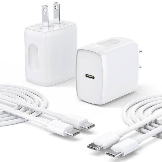 USB C Charger Type C Fast Charging 2 Pack 25W Chargers Block with 2 Pack 6FT USB C to C Cable for iPhone 17 Pro/Pro Max/Air/16 15 Pro/Pro