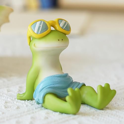 IZKOOKE Cute Frog Phone Holder with 6 Anti-Slip Pads, Resin Cell Phone Stand Kawaii Animal Desk Phone Holder Universal Fit Smart Mobile Phones Stand