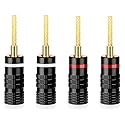KUYIOHIFI HiFi Flex Pin Banana Plugs, 2mm pin Banana connectors/Plugs, for Spring-Loaded Inputs/Speaker Terminals (2 Pairs)