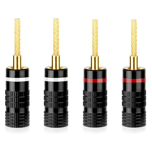KUYIOHIFI HiFi Flex Pin Banana Plugs, 2mm pin Banana connectors/Plugs, for Spring-Loaded Inputs/Speaker Terminals (2 Pairs)