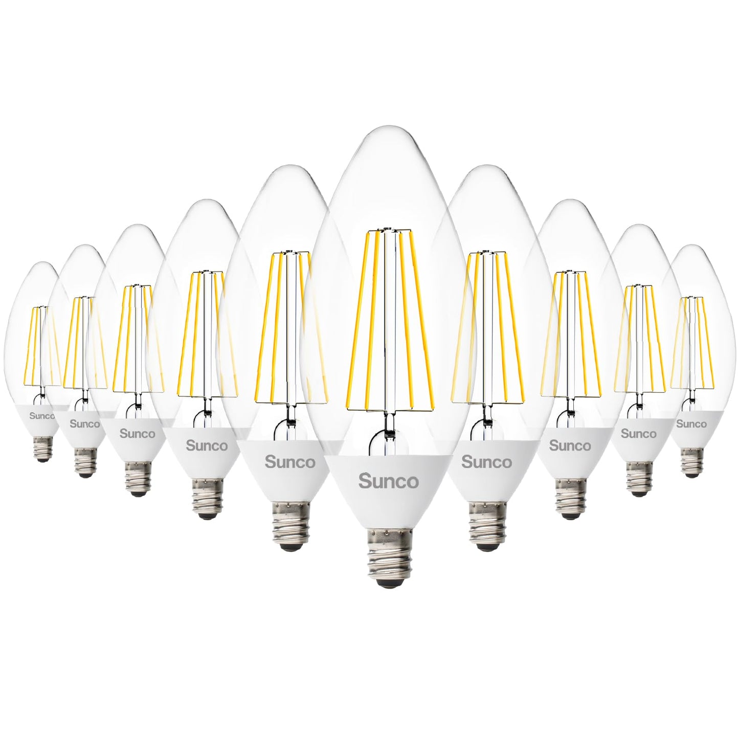 Sunco 10 Pack B11 Candelabra LED Light Bulbs, E12, Dusk to Dawn, 5W=40W