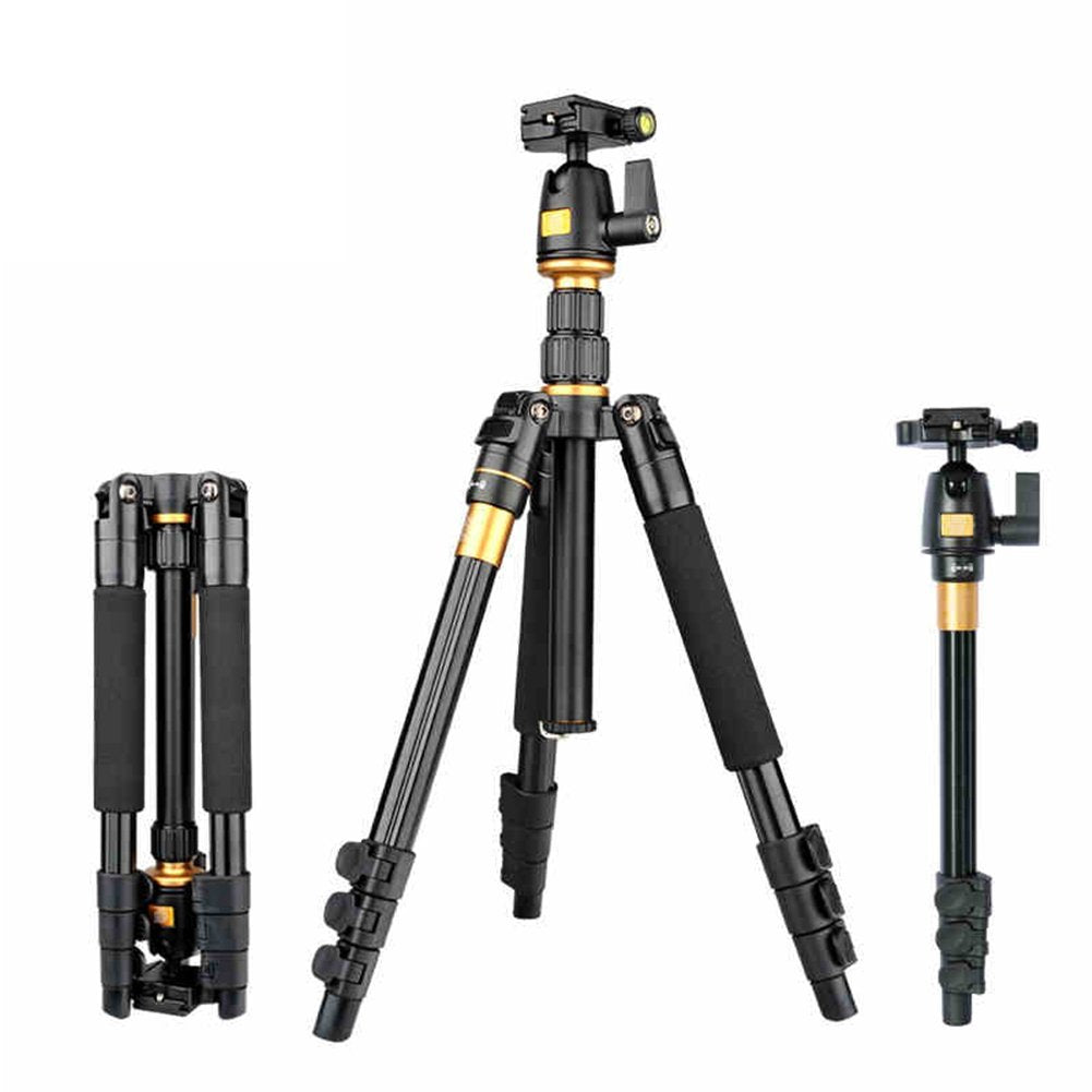 QZSD Q-555 Portable Magnesium Aluminium Tripod Monopod with Ball Head and Pocket for DSLR Camera and Camcorder