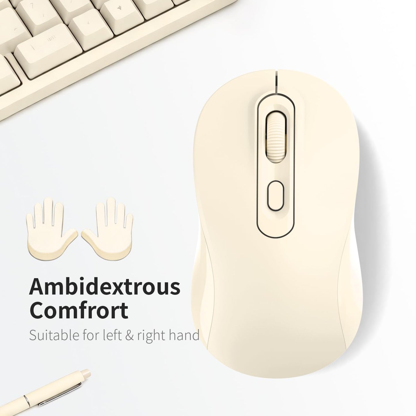 TvvTvvT Wireless Mouse, 2026 New Model, Silent Click Ergonomic Design, Portable, 4 Buttons, Adjustable DPI (800/1200/1600), for Laptop/PC/Office