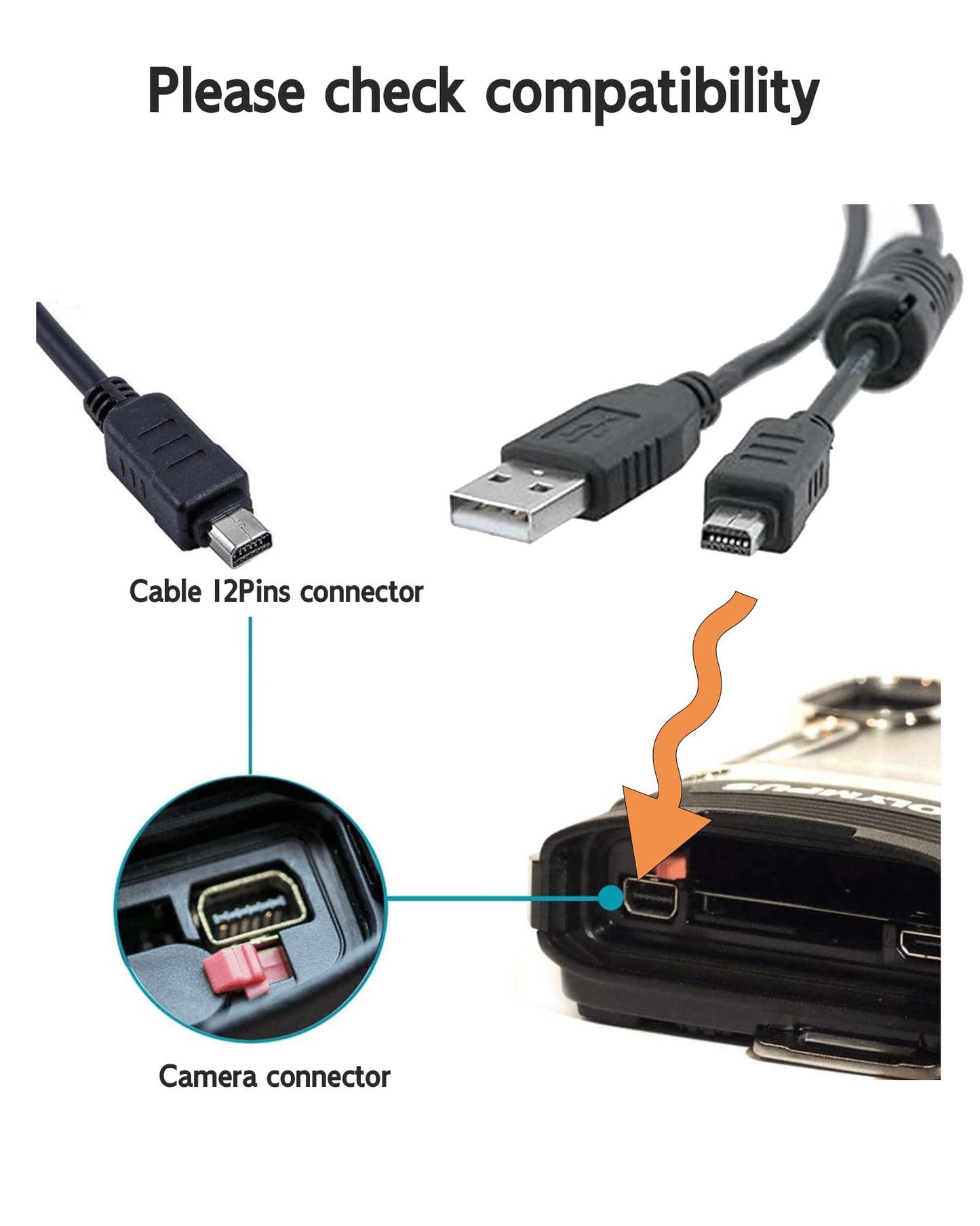 5ft USB Cable for Olympus Camera Charger,Repalcement for Olympus Tough Camera Charger for TG-310, TG-320, TG-610, TG-810, TG-820, TG-835, TG-850