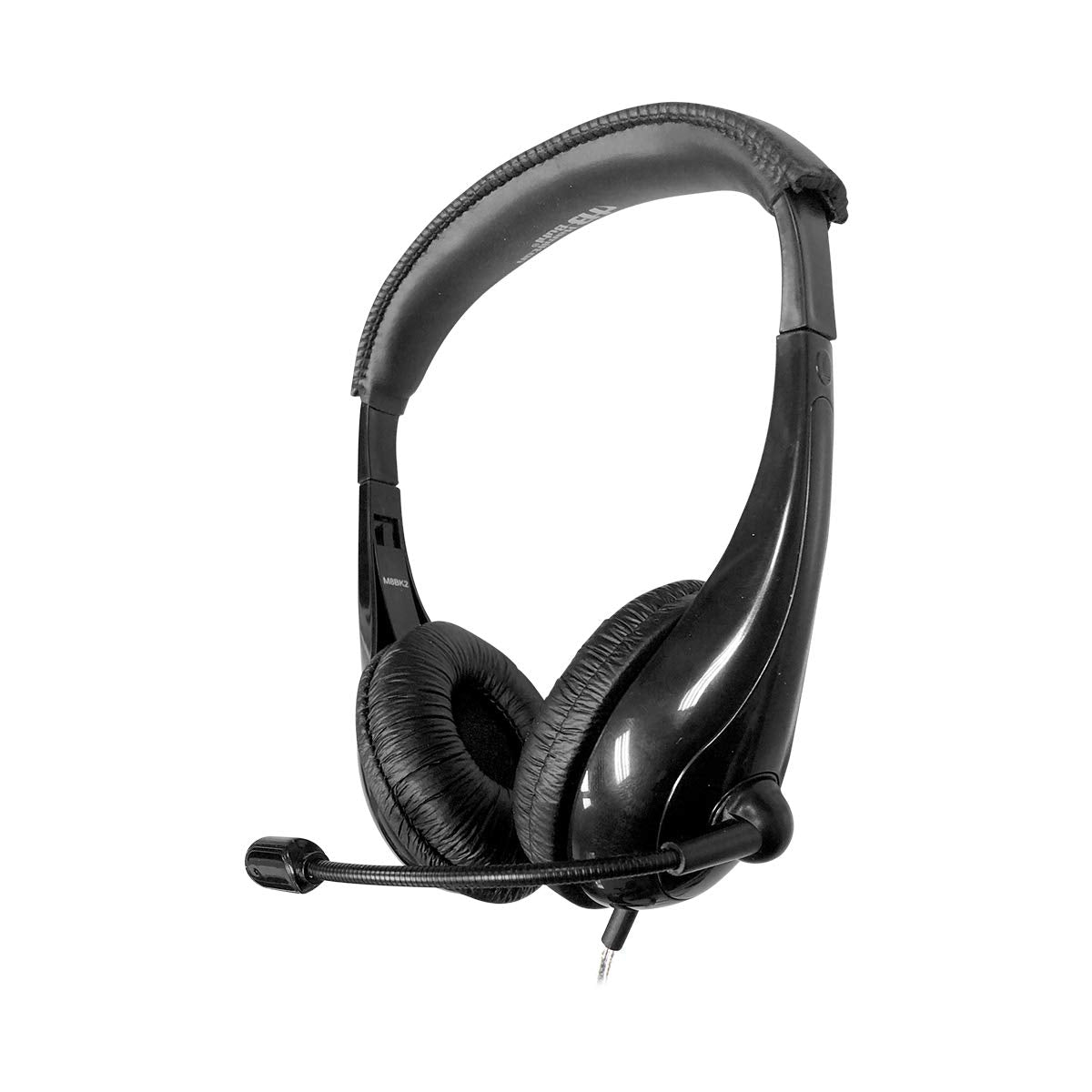HamiltonBuhl Motiv8 Mid?Sized Multimedia Headset - In?Line Volume Control, Steel Gooseneck Microphone, 3.5mm Slim?Barrel Plug, Leatherette Cushions