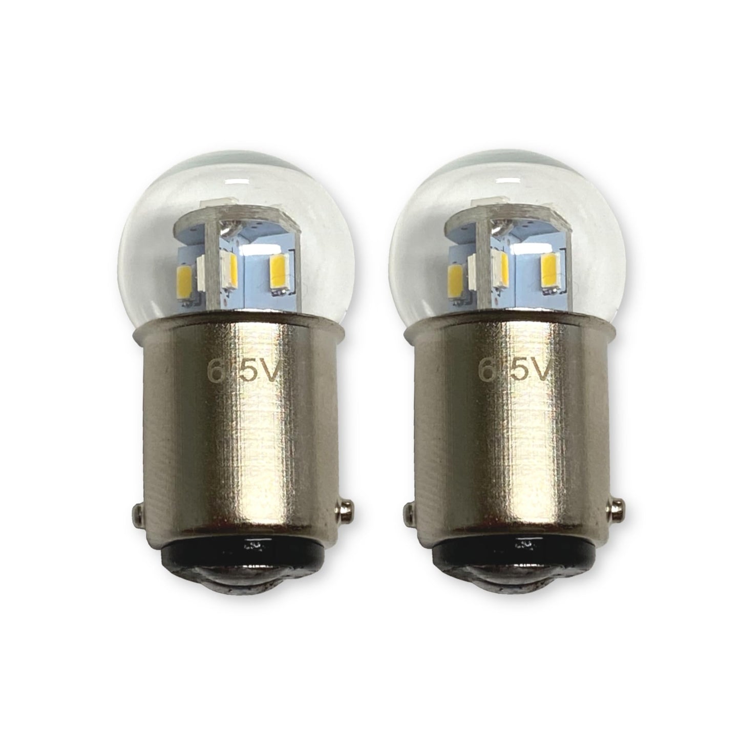 #82, 64 Globe Shape Miniature Bulb LED Replacement | 6.5-Volt | BA15D Base (2-Pack; Bright White)