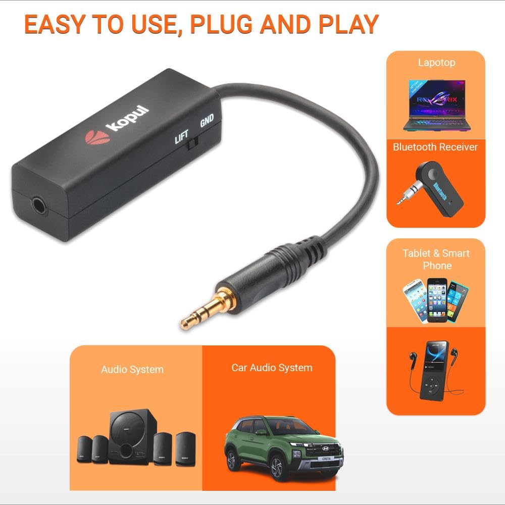 Kopul 3.5mm Ground Loop Isolator, Eliminates Hum and Noise