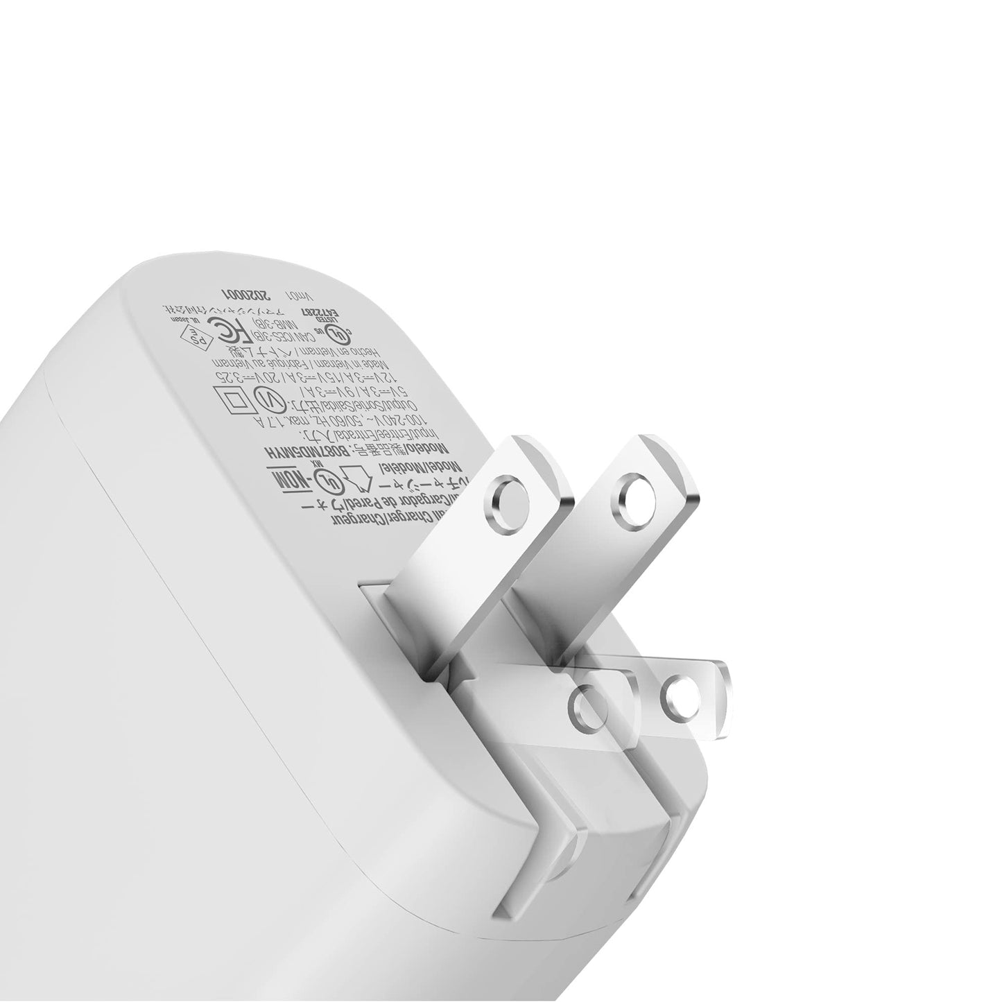 Amazon Basics 65W One-Port GaN USB-C Wall Charger with Power Delivery PD, Foldable Plug, Portable, Fast Charging for Laptops, Tablets & Phones