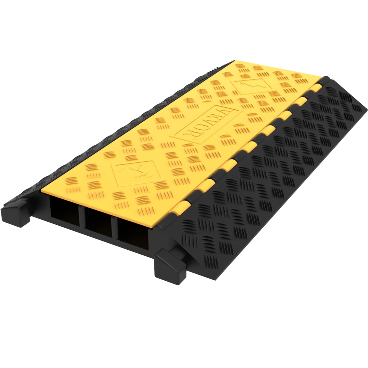VEVOR 3-Channel Rubber Cable Protector Ramps Heavy Duty 44000Lbs Load Capacity Cable Wire Floor Cord Cover Ramp Speed Bump Driveway Hose Cable Ramp