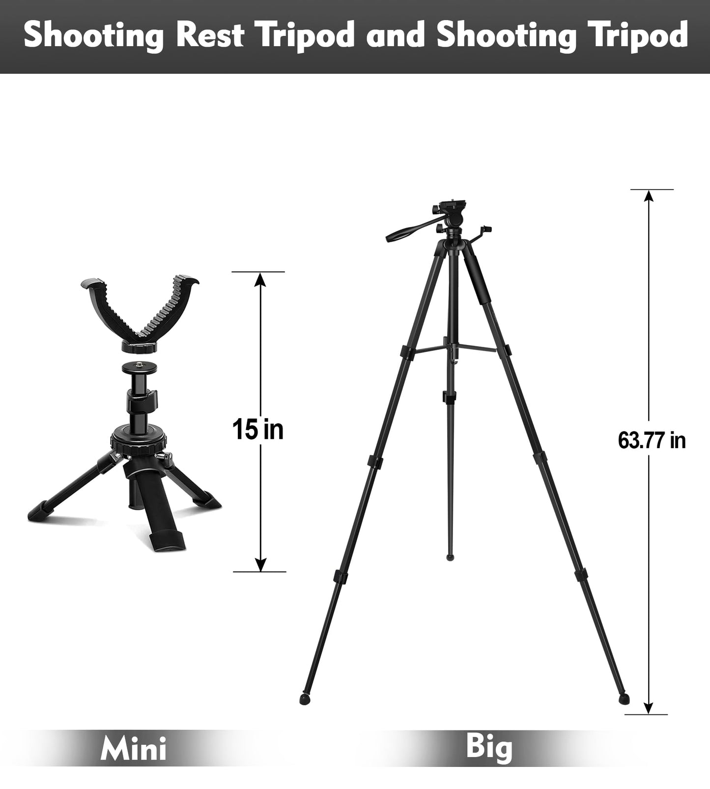 Spotting Scope Tripod, Shooting Tripod and Shooting Stand Rest Hunting V Yoke, with Binoculars Adapter and 2 QR, Compatible with Binoculars/Spotting