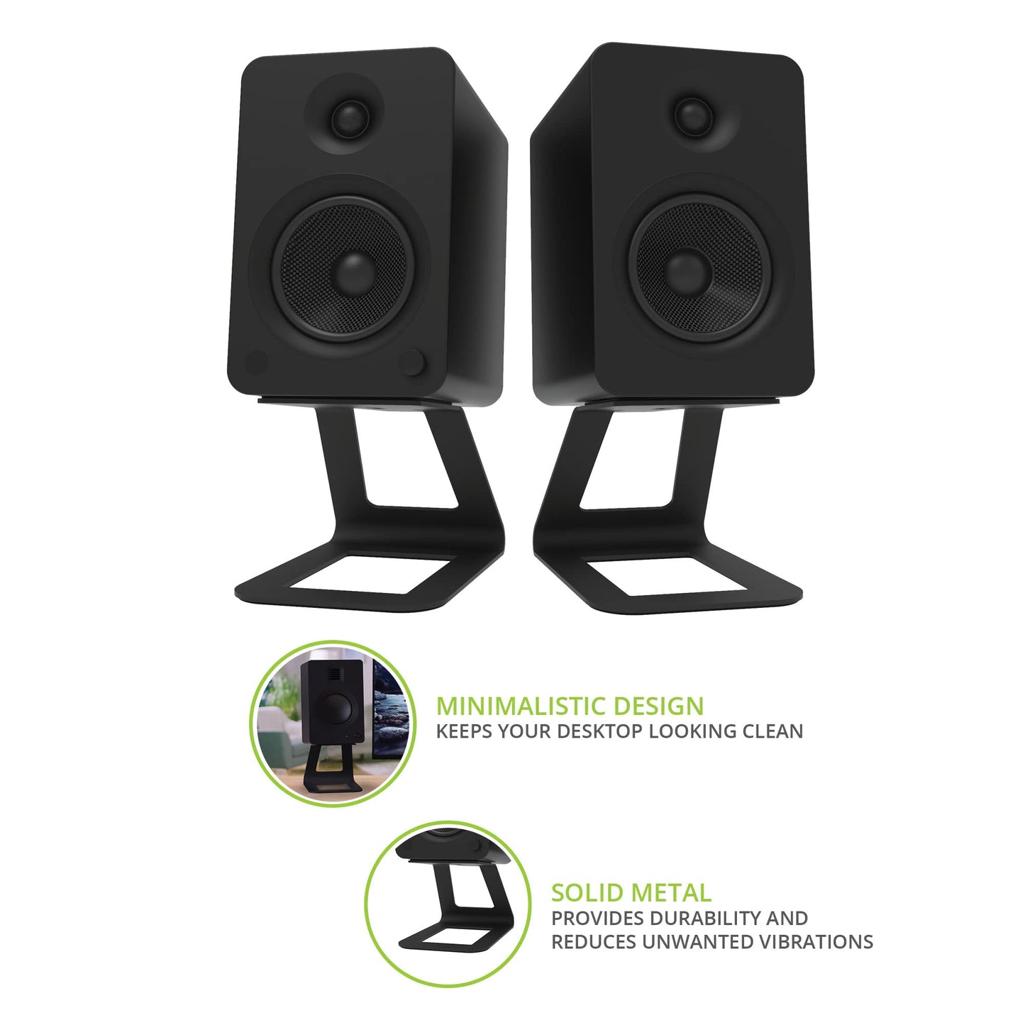 Kanto SE6 Elevated Desktop Speaker Stands for Large Bookshelf Speakers & Full-Size 5”-7” Studio Monitors | 6.9” Tall | Supports 22 lbs | Damping 2.5