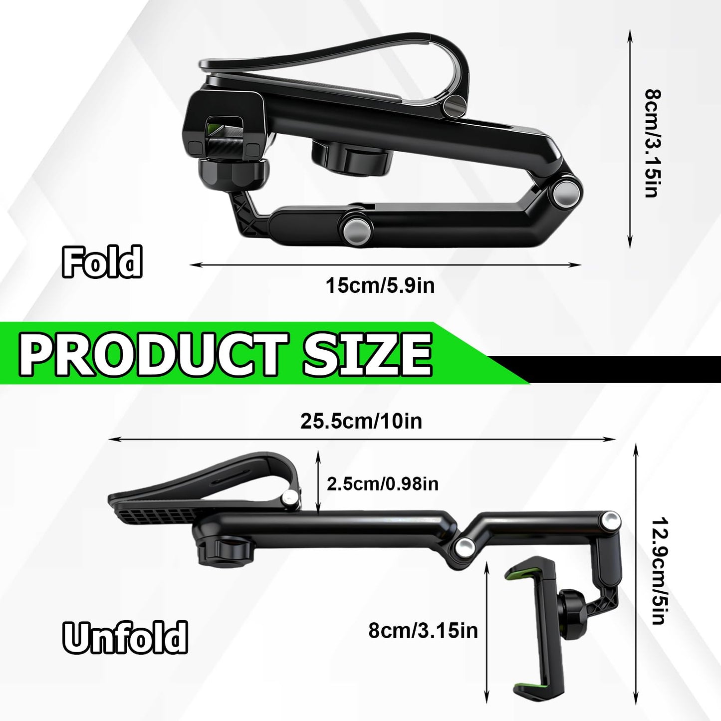 Sun Visor Car Phone Holder,1080 Multifunctional Sun Visor 360° Rotating Cell Phone Holder,Retractable Sunvisor Phone Holder for Car,Foldable Sunvisor