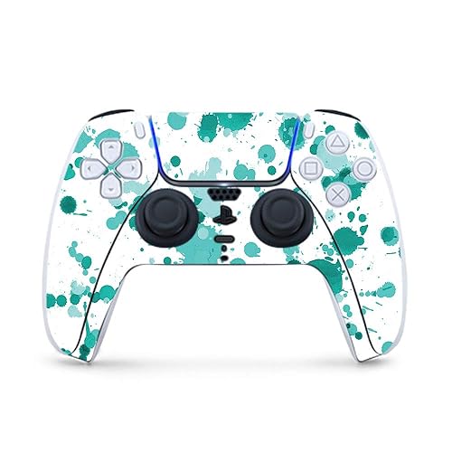 MightySkins Gaming Skin for PS5 / PlayStation 5 Controller - Teal Splatter | Protective Viny wrap | Easy to Apply and Change Style | Made in The USA