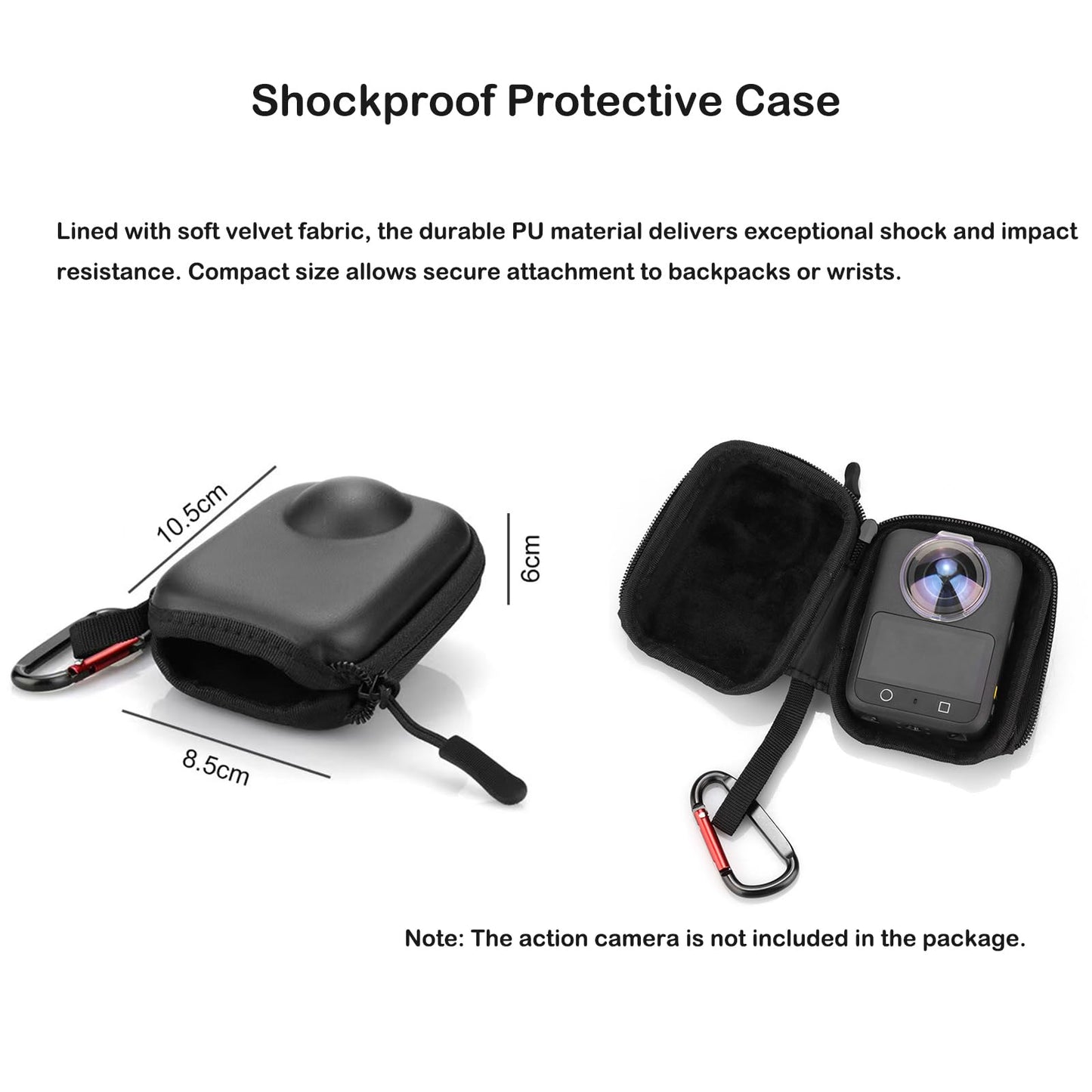 VEETALEE Lens Guards Set for DJI Osmo 360, Include PC Lens Protector Cover, 2 Pack Screen Protectors, PU Carrying Case, Accessories Kit Compatible