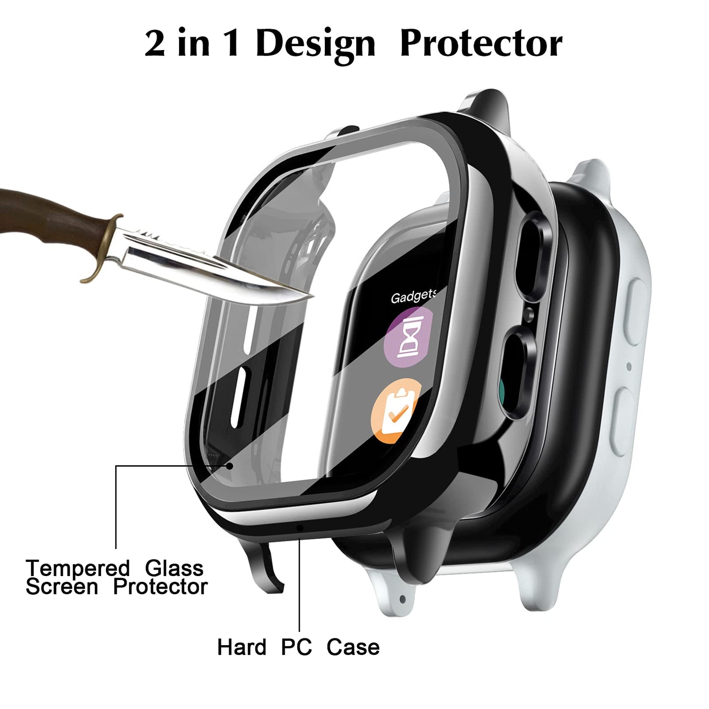 Kuaguozhe [2 Pack] Case Compatible for Gizmo Watch 2 Screen Protector for Kids?2 Pack?, Hard PC Overall Protective Case and Tempered Glass Screen