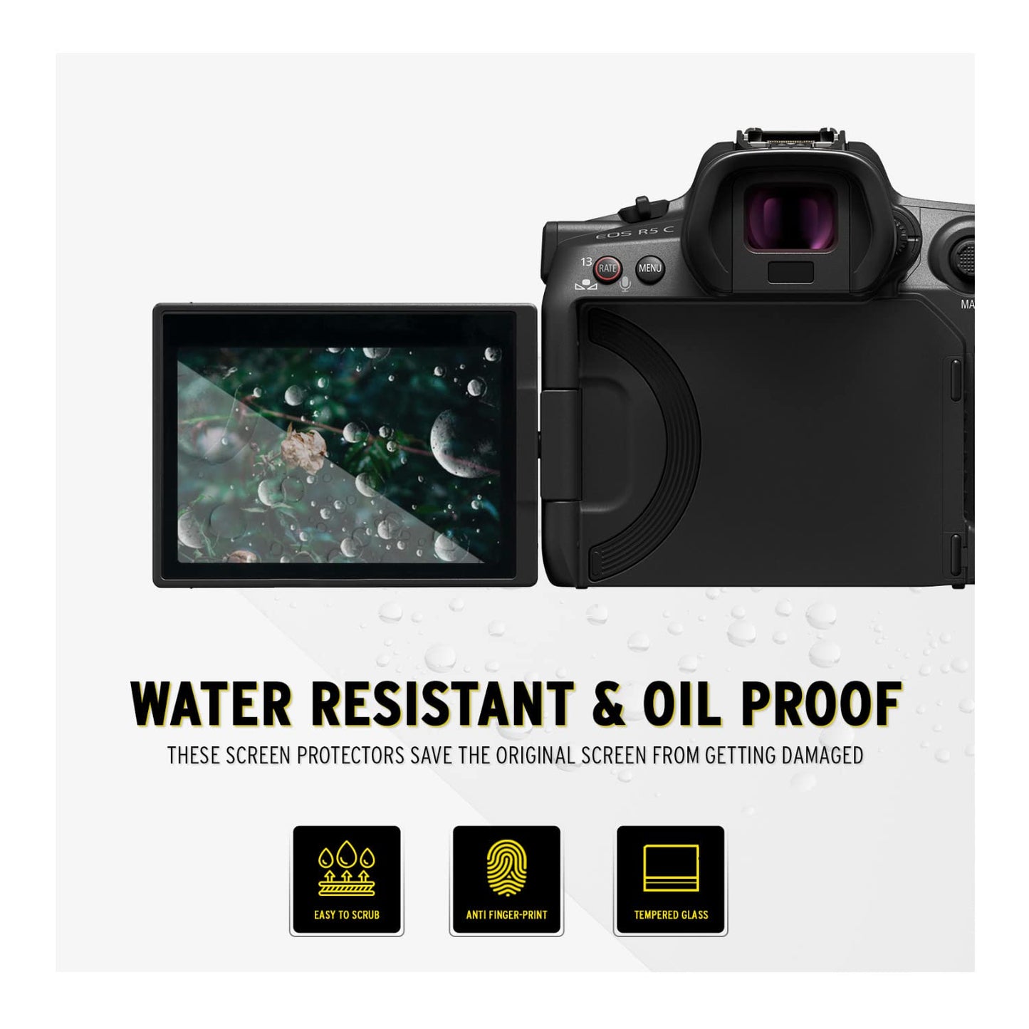 Koah LCD Ultra Armor Screen Protector for Canon EOS R5 Mirrorless Camera, 0.3mm Ultra-Thin Optical Protector Glass, Anti-Bubble Anti-Fingerprint
