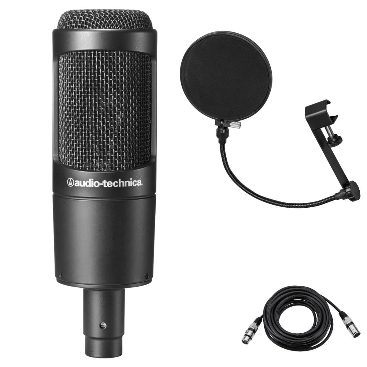Audio-Technica AT2035 Cardioid Condenser Side-Address Microphone, 20Hz to 20kHz Frequency Response, 120 ohms Impedance - Bundle with Samson PS04 Pop