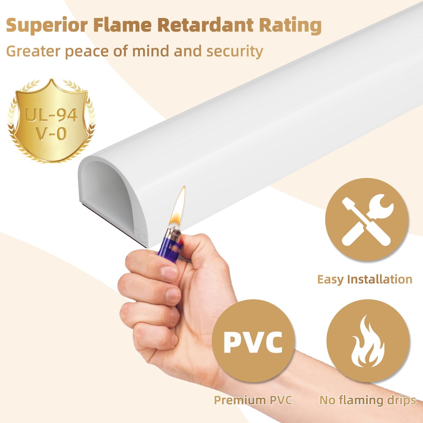 39" Side Open One Cord Hider (<1/4") for Wall Mounted Tv,Extension Flexible Cable Cover to Hide Conceal Cords Along Wall,Wire Raceway Management Cable