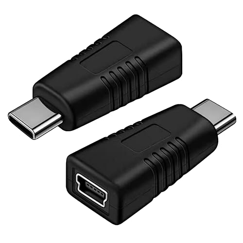 MTUERANC USB C to Mini USB Adapter [2 Pack], Type C Male to Mini USB Female Adapter Suitable for in Car Dashcam, Camera, Etc