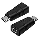 MTUERANC USB C to Mini USB Adapter [2 Pack], Type C Male to Mini USB Female Adapter Suitable for in Car Dashcam, Camera, Etc