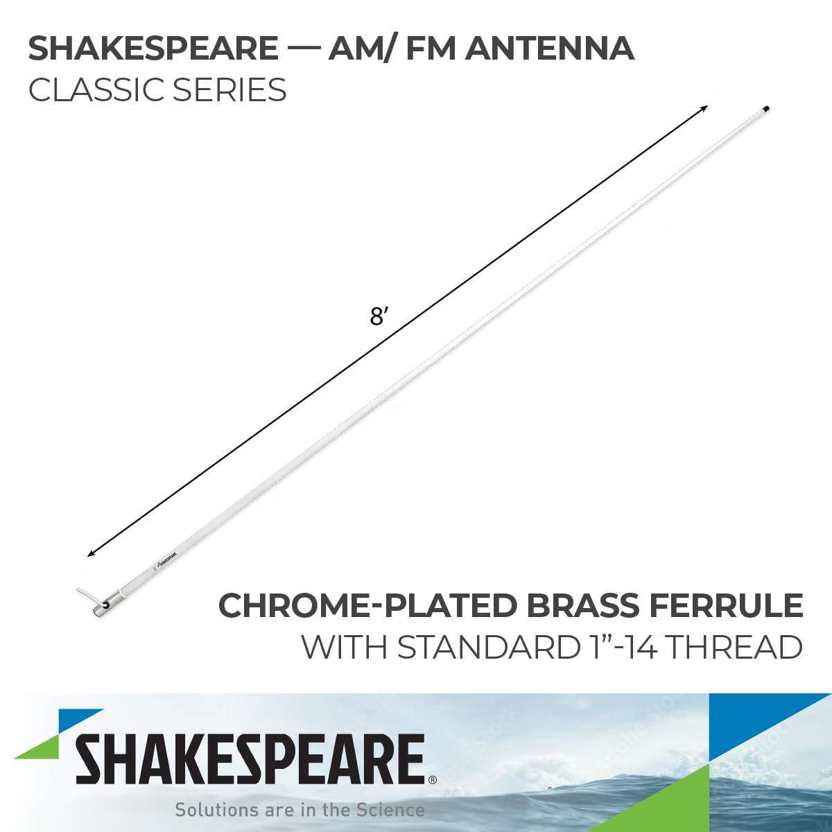 Shakespeare 5120 8' AM/FM Stereo Antenna with 15' RG-62 cable