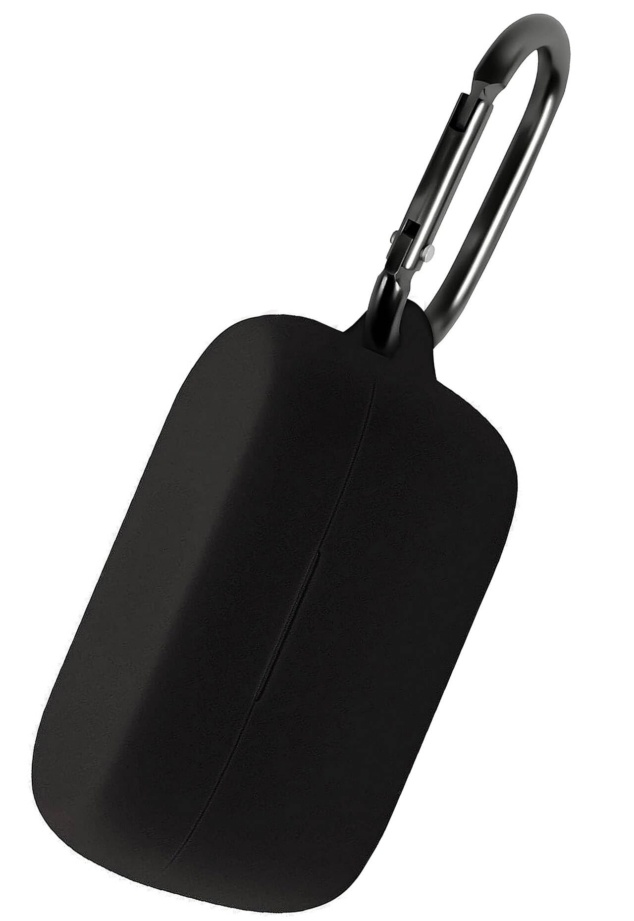 Geiomoo Silicone Case Compatible with Jabra Evolve2 Buds, Protective Cover with Carabiner (Black)