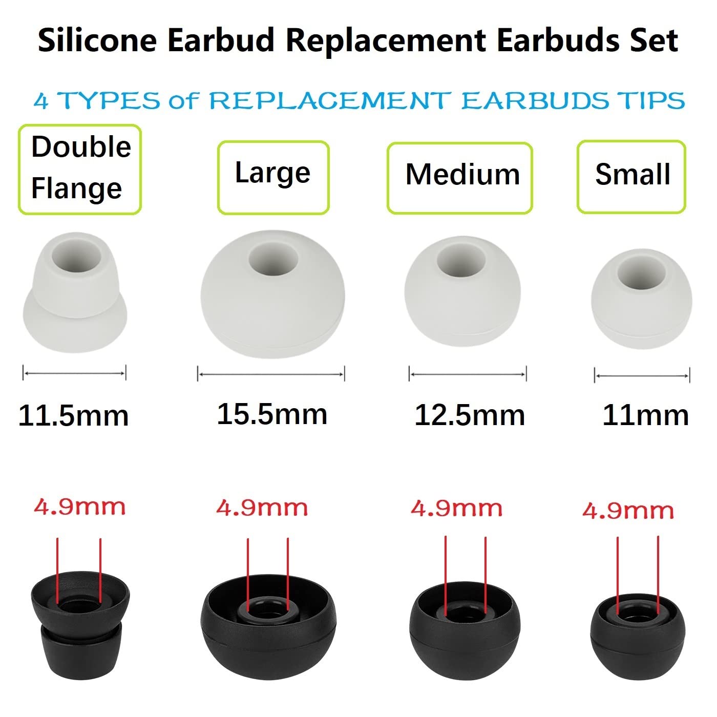 Ear Bud Replacement Pieces Silicone Earbuds Buds Set Compatible with Monster Beats Dr. Dre Powerbeats 3 Wireless Stereo Earphones,8 Pairs Black…