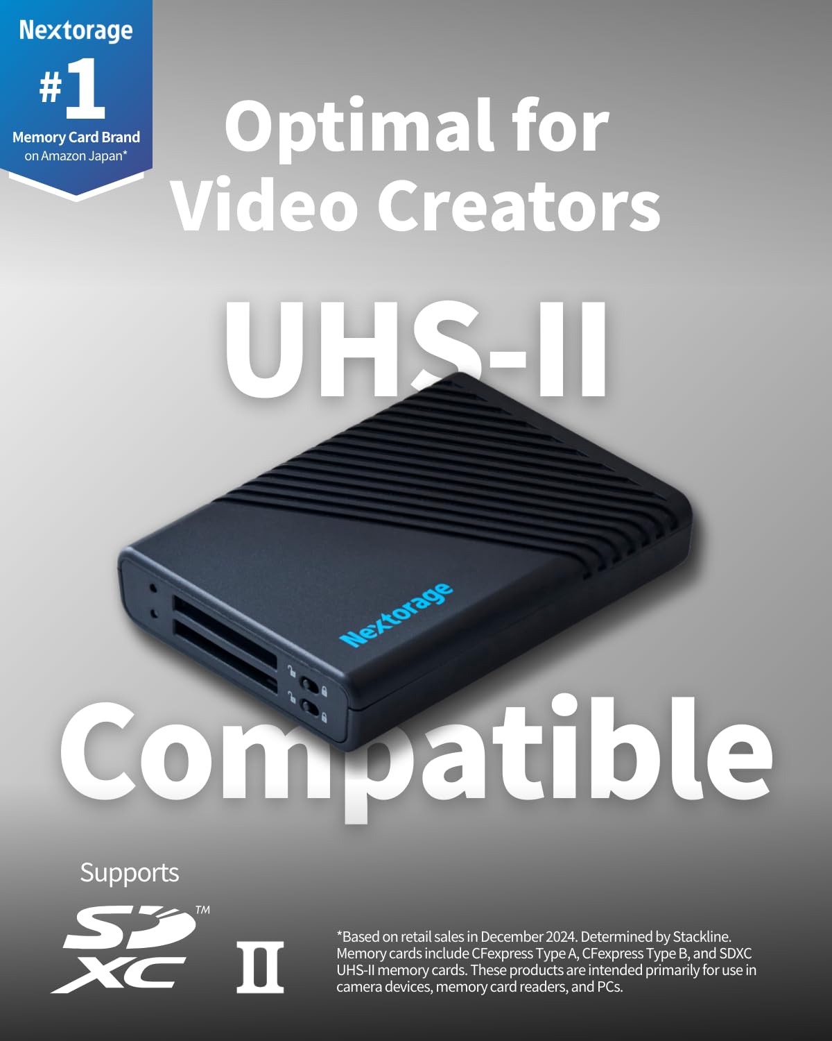 Nextorage Japan SD UHS-II Dual Slots Card Reader USB 10Gbps USB3.2 Gen2 Write Protection Switch Equipped NX-DF1CL (USB 10Gbps SD Card Dual Slots)